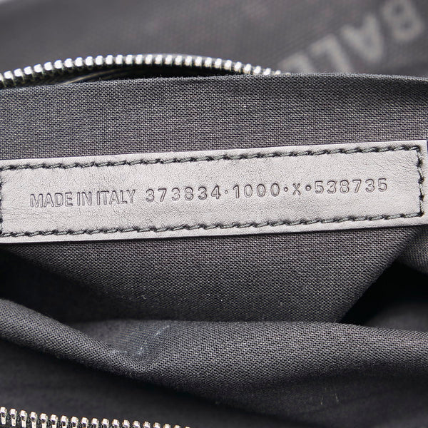 バレンシアガ ネイビークリップM クラッチバッグ 373834 ブラック キャンバス レザー メンズ BALENCIAGA 【中古】