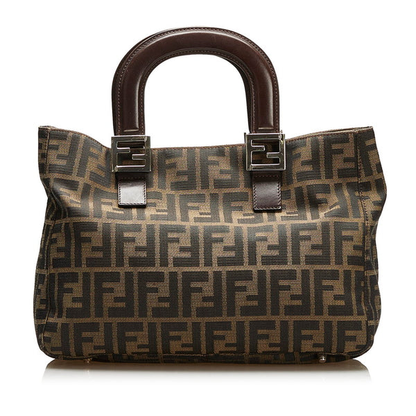 フェンディ ズッカ ハンドバッグ 26329 ブラウン キャンバス レザー レディース FENDI 【中古】