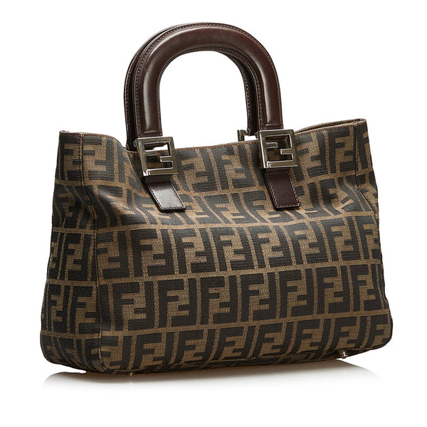 フェンディ ズッカ ハンドバッグ 26329 ブラウン キャンバス レザー レディース FENDI 【中古】
