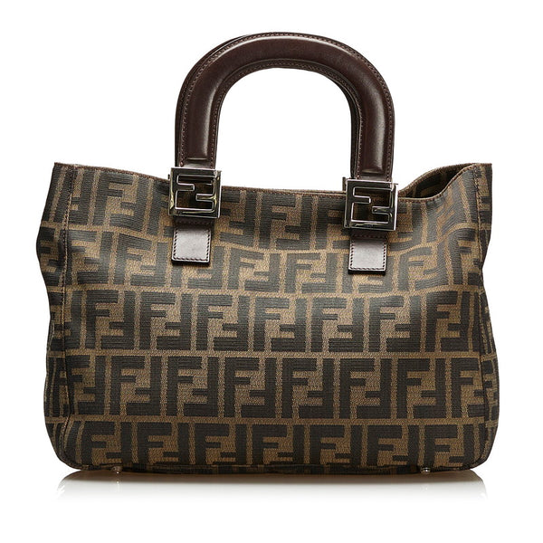 フェンディ ズッカ ハンドバッグ 26329 ブラウン キャンバス レザー レディース FENDI 【中古】