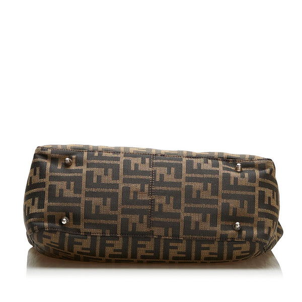 フェンディ ズッカ ハンドバッグ 26329 ブラウン キャンバス レザー レディース FENDI 【中古】