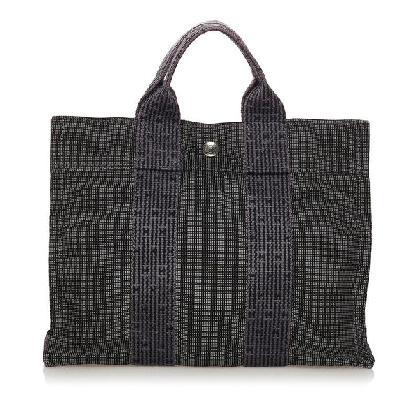 エルメス エールラインPM ハンドバッグ トートバッグ グレー キャンバス レディース HERMES 【中古】