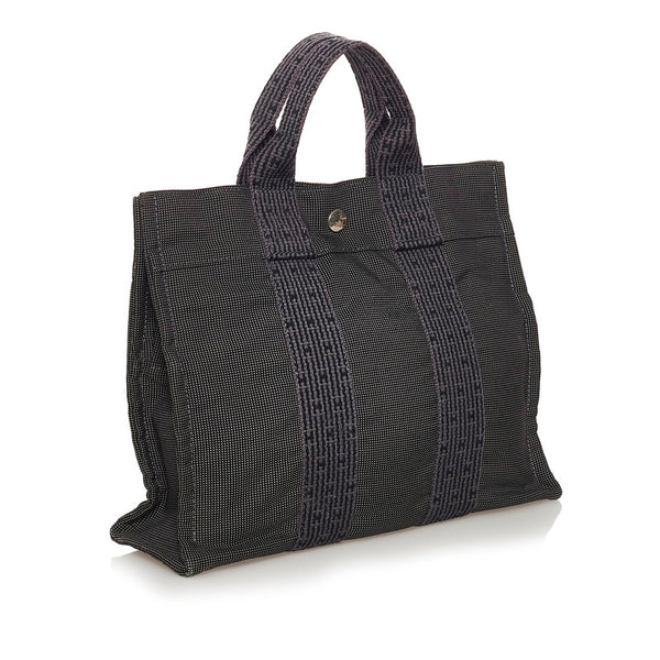 エルメス エールラインPM ハンドバッグ トートバッグ グレー キャンバス レディース HERMES 【中古】