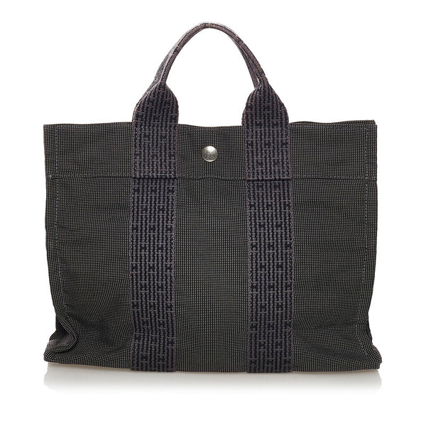 エルメス エールラインPM ハンドバッグ トートバッグ グレー キャンバス レディース HERMES 【中古】