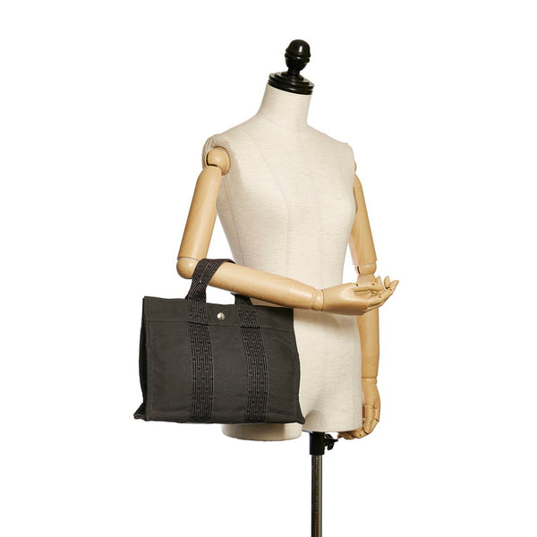 エルメス エールラインPM ハンドバッグ トートバッグ グレー キャンバス レディース HERMES 【中古】