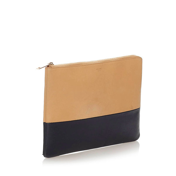 セリーヌ バイカラー クラッチバッグ ブラウン ブラック レザー レディース CELINE 【中古】