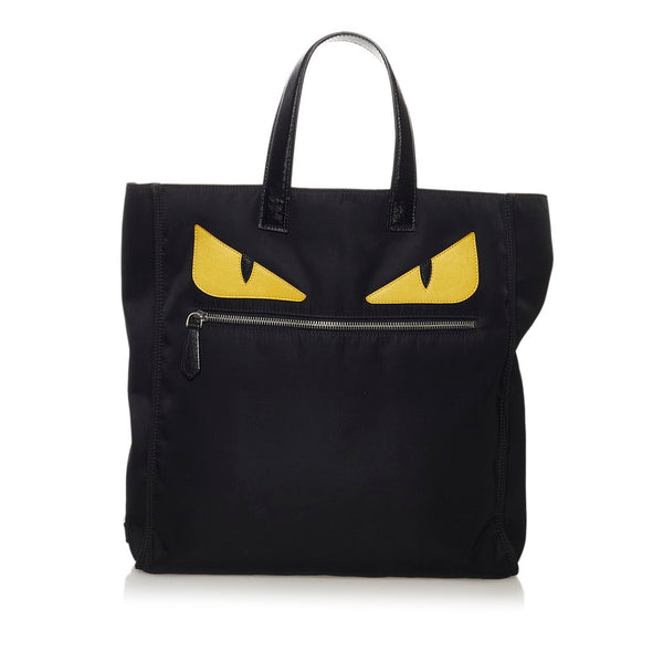 フェンディ モンスター トートバッグ 7VA245 ブラック ナイロン レザー メンズ FENDI 【中古】