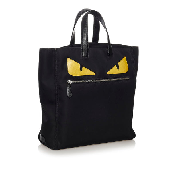 フェンディ モンスター トートバッグ 7VA245 ブラック ナイロン レザー メンズ FENDI 【中古】