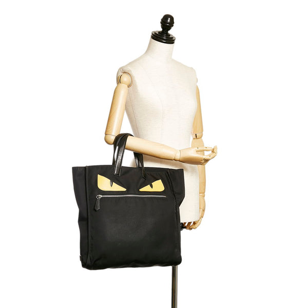 フェンディ モンスター トートバッグ 7VA245 ブラック ナイロン レザー メンズ FENDI 【中古】