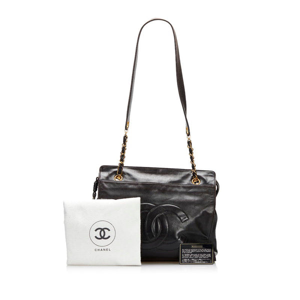シャネル ココマーク トートバッグ ショルダーバッグ ブラック ゴールド ラムスキン レディース CHANEL 【中古】