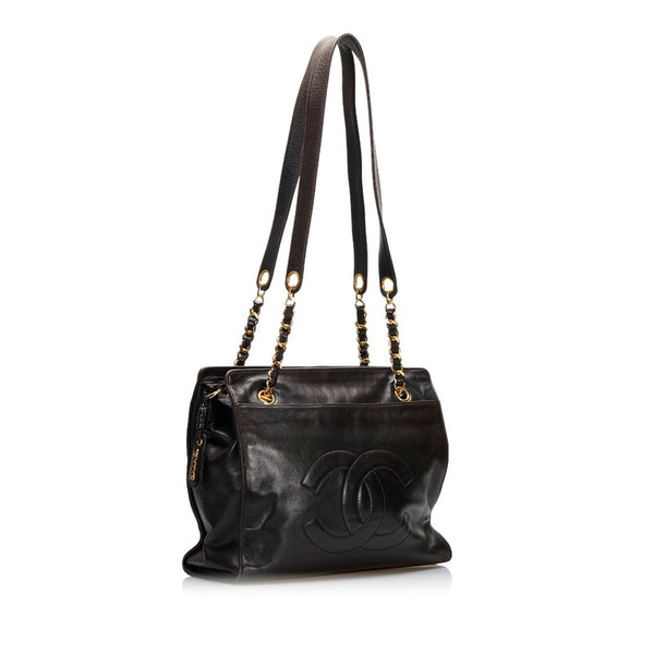 シャネル ココマーク トートバッグ ショルダーバッグ ブラック ゴールド ラムスキン レディース CHANEL 【中古】