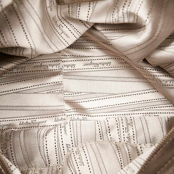 サルヴァトーレフェラガモ トートバッグ ハンドバッグ GG-21 B985 メタリックブラウン レザー レディース Salvatore Ferragamo 【中古】