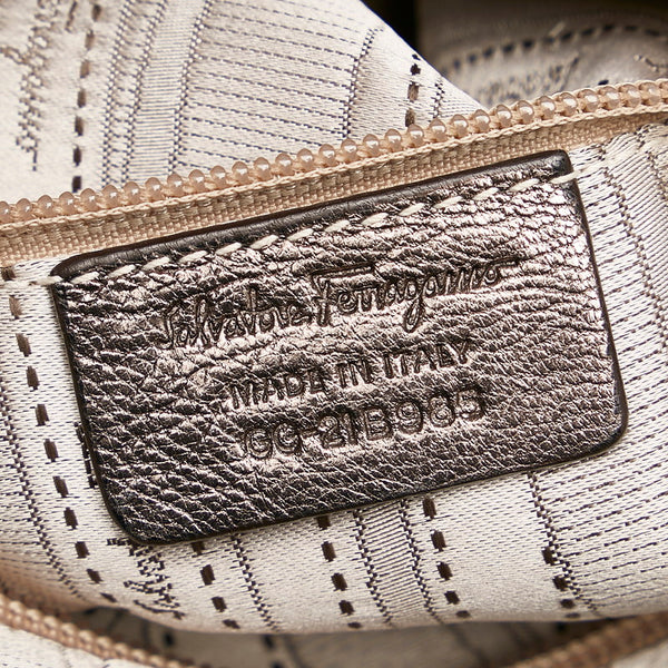 サルヴァトーレフェラガモ トートバッグ ハンドバッグ GG-21 B985 メタリックブラウン レザー レディース Salvatore Ferragamo 【中古】