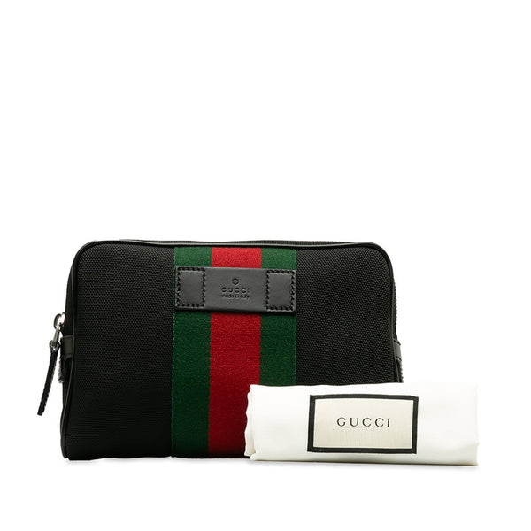 グッチ シェリーライン ボディバッグ ウエストバッグ 630919 ブラック キャンバス レザー レディース GUCCI 【中古】