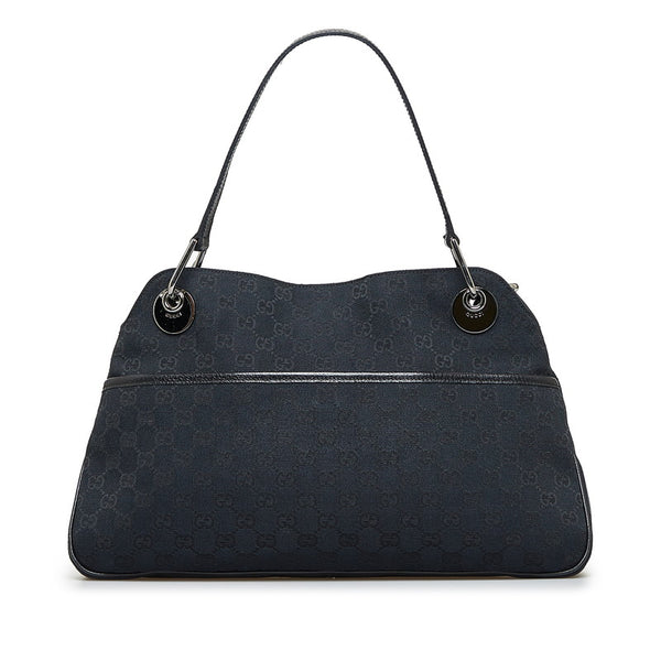 グッチ GGキャンバス ハンドバッグ トートバッグ 121023 ブラック キャンバス レザー レディース GUCCI 【中古】