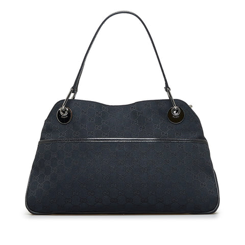 グッチ GGキャンバス ハンドバッグ トートバッグ 121023 ブラック キャンバス レザー レディース GUCCI 【中古】