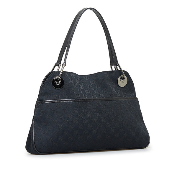 グッチ GGキャンバス ハンドバッグ トートバッグ 121023 ブラック キャンバス レザー レディース GUCCI 【中古】