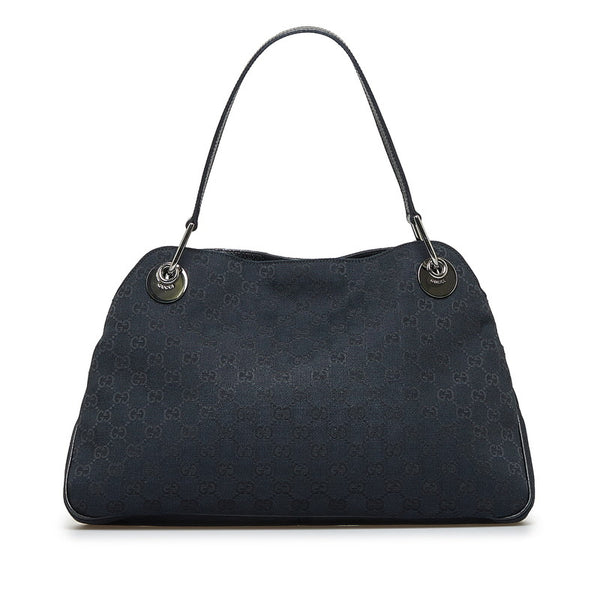 グッチ GGキャンバス ハンドバッグ トートバッグ 121023 ブラック キャンバス レザー レディース GUCCI 【中古】