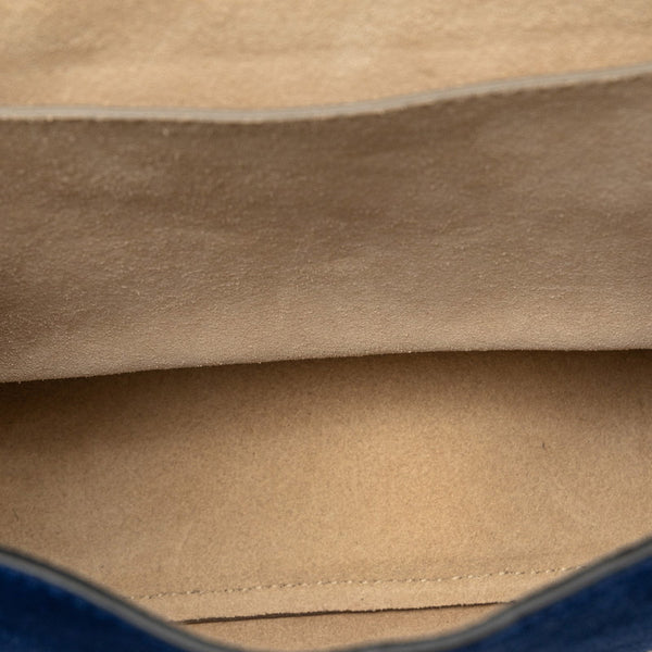 クロエ ドリュー チェーン ショルダーバッグ ブルー ブラウン レザー スウェード レディース Chloe 【中古】