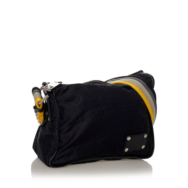 フェンディ 斜め掛け ショルダーバッグ ブラック ナイロン レザー レディース FENDI 【中古】