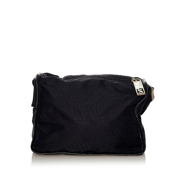フェンディ 斜め掛け ショルダーバッグ ブラック ナイロン レザー レディース FENDI 【中古】