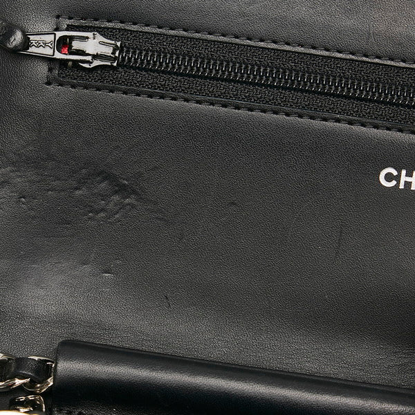 シャネル カンボンライン チェーン ショルダーバッグ ウォレットチェーン ブラック レザー エナメル レディース CHANEL 【中古】