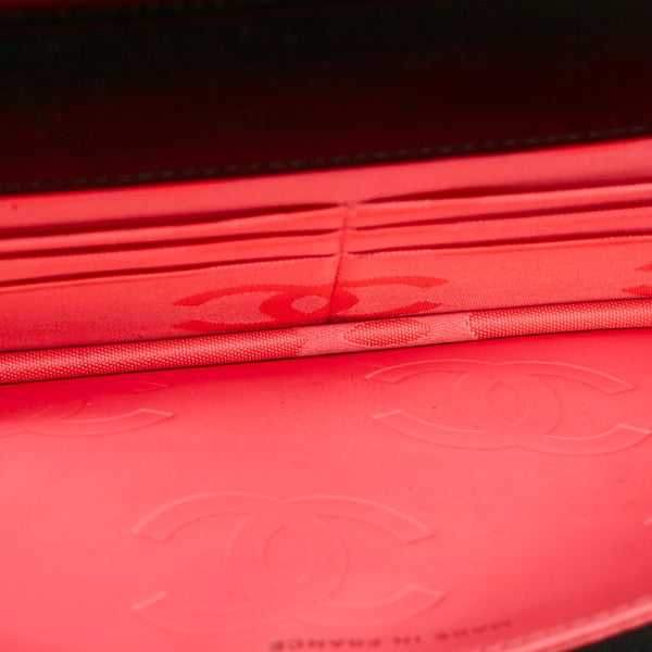 シャネル カンボンライン チェーン ショルダーバッグ ウォレットチェーン ブラック レザー エナメル レディース CHANEL 【中古】