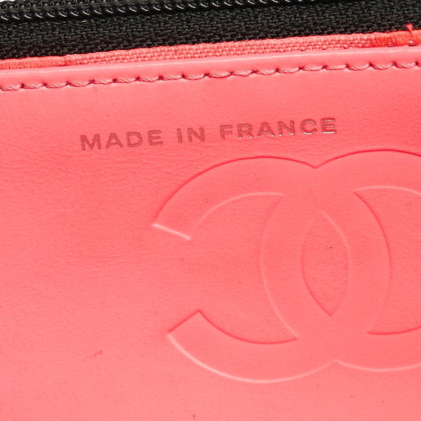 シャネル カンボンライン チェーン ショルダーバッグ ウォレットチェーン ブラック レザー エナメル レディース CHANEL 【中古】