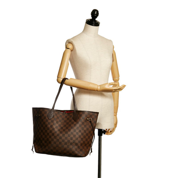 ルイ ヴィトン ダミエ ネヴァーフルMM トートバッグ N51105 ブラウン PVC レザー レディース LOUIS VUITTON 【中古】