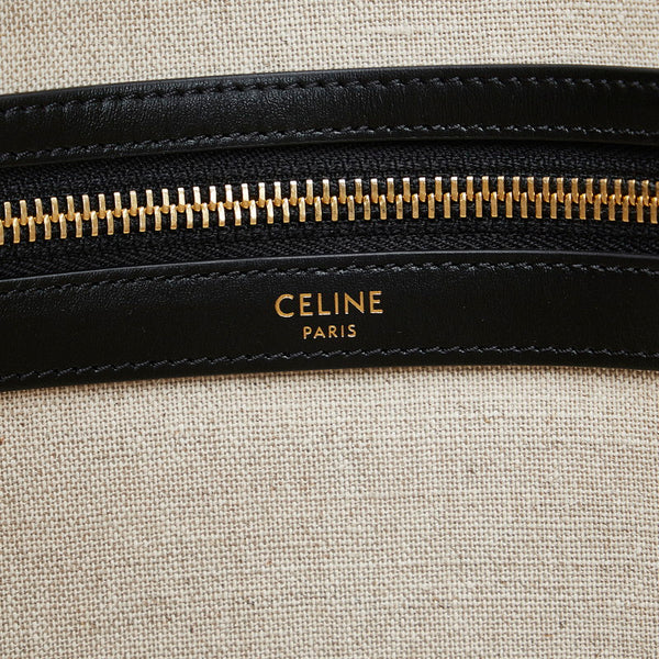 セリーヌ トリオンフ ホリゾンタル カバ トートバッグ ショルダーバッグ ベージュ ブラック キャンバス レザー レディース CELINE 【中古】
