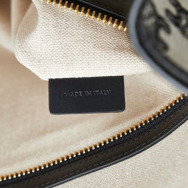 セリーヌ トリオンフ ホリゾンタル カバ トートバッグ ショルダーバッグ ベージュ ブラック キャンバス レザー レディース CELINE 【中古】