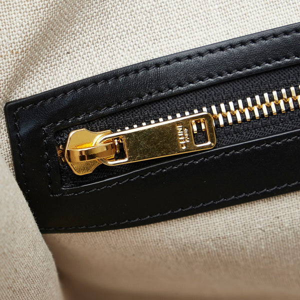 セリーヌ トリオンフ ホリゾンタル カバ トートバッグ ショルダーバッグ ベージュ ブラック キャンバス レザー レディース CELINE 【中古】