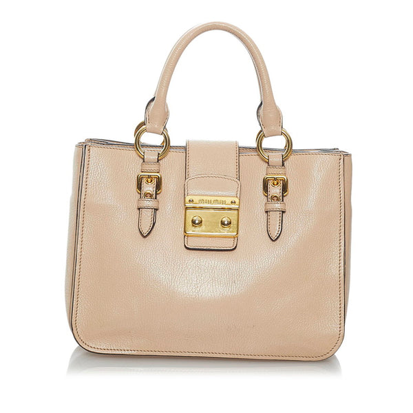 ミュウミュウ マドラス ハンドバッグ ショルダーバッグ 2WAY RN0799 ベージュ レザー レディース MIUMIU 【中古】