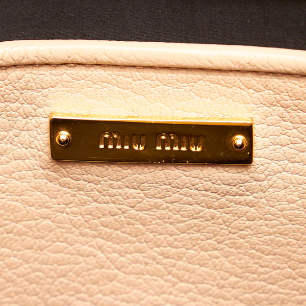 ミュウミュウ マドラス ハンドバッグ ショルダーバッグ 2WAY RN0799 ベージュ レザー レディース MIUMIU 【中古】