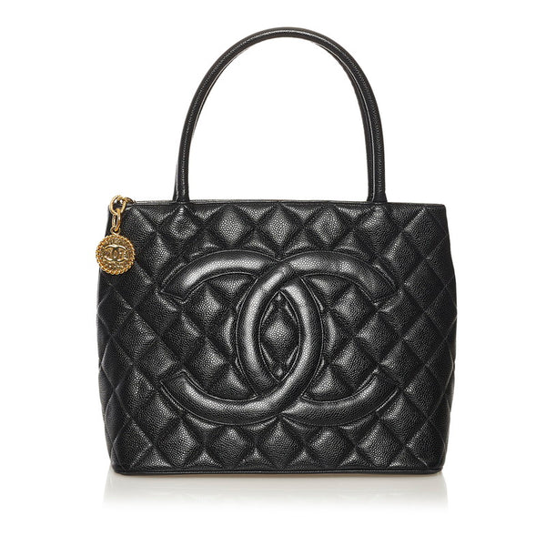 シャネル 復刻トート ココマーク トートバッグ ブラック ゴールド ラムスキン レディース CHANEL 【中古】