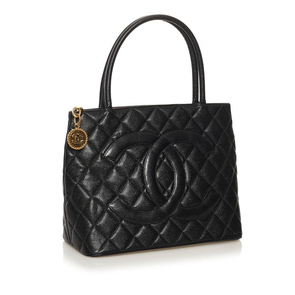 シャネル 復刻トート ココマーク トートバッグ ブラック ゴールド ラムスキン レディース CHANEL 【中古】
