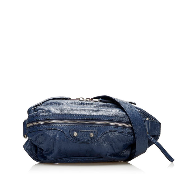 バレンシアガ クラシック スタッズ ボディバッグ 542013 ネイビー レザー メンズ BALENCIAGA 【中古】