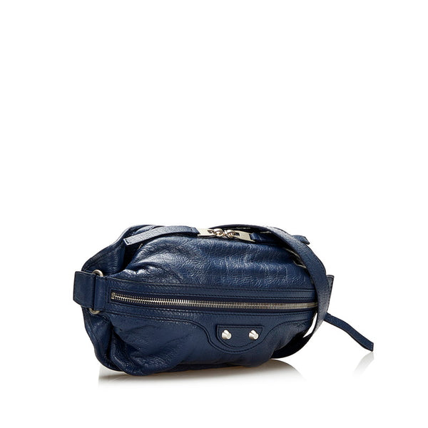 バレンシアガ クラシック スタッズ ボディバッグ 542013 ネイビー レザー メンズ BALENCIAGA 【中古】