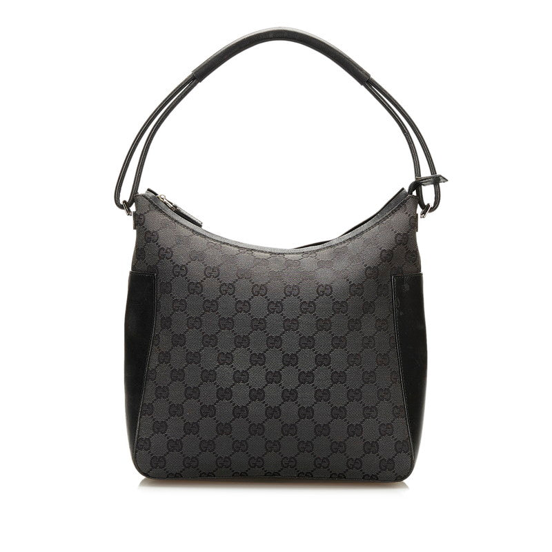 グッチ GGキャンパス ショルダーバッグ 0013766 ブラック キャンバス レザー レディース GUCCI 【中古】