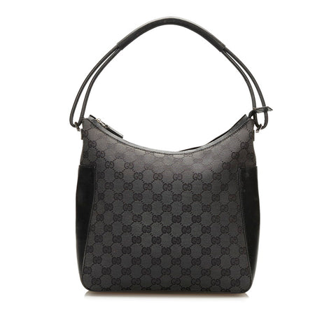 グッチ GGキャンパス ショルダーバッグ 0013766 ブラック キャンバス レザー レディース GUCCI 【中古】