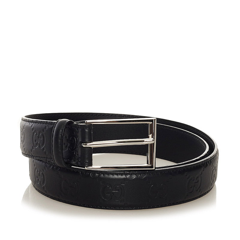 グッチ シグネチャー GGデティール ベルト 474313 ブラック レザー レディース GUCCI 【中古】