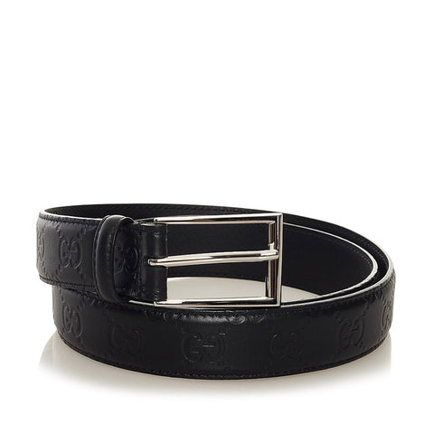 グッチ シグネチャー GGデティール ベルト 474313 ブラック レザー レディース GUCCI 【中古】