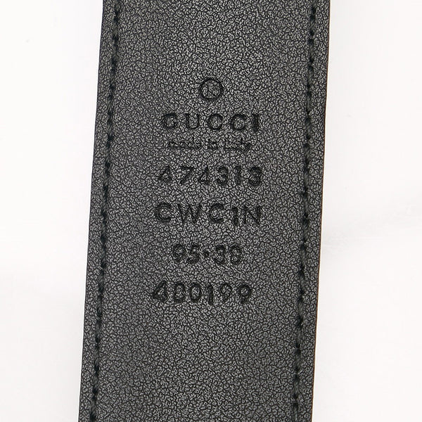 グッチ シグネチャー GGデティール ベルト 474313 ブラック レザー レディース GUCCI 【中古】