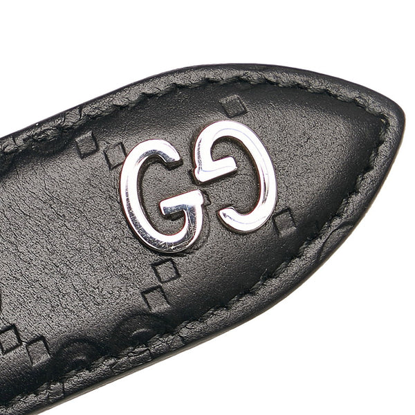 グッチ シグネチャー GGデティール ベルト 474313 ブラック レザー レディース GUCCI 【中古】