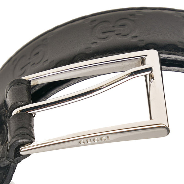 グッチ シグネチャー GGデティール ベルト 474313 ブラック レザー レディース GUCCI 【中古】