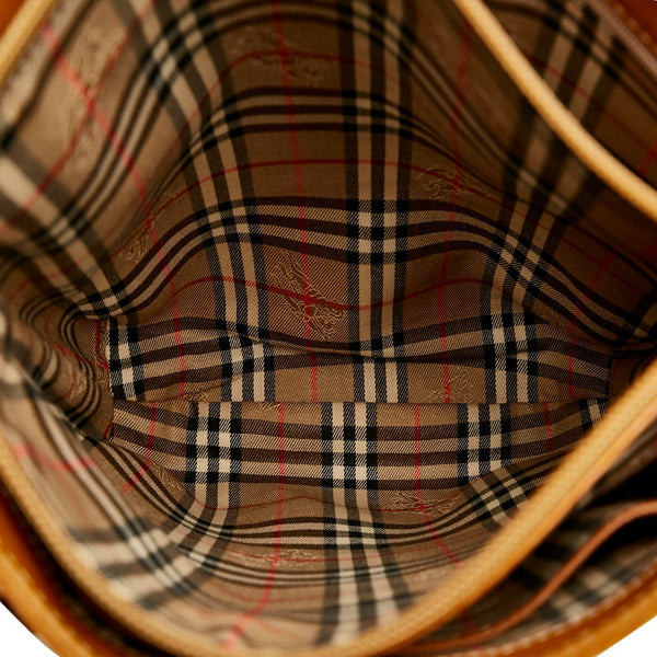 バーバリー ノバチェック シャドーホース ハンドバッグ ブラウン レザー レディース BURBERRY 【中古】