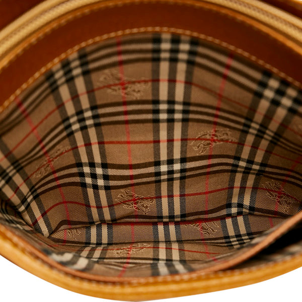 バーバリー ノバチェック シャドーホース ハンドバッグ ブラウン レザー レディース BURBERRY 【中古】