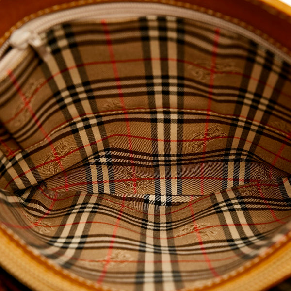 バーバリー ノバチェック シャドーホース ハンドバッグ ブラウン レザー レディース BURBERRY 【中古】