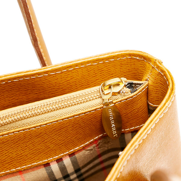 バーバリー ノバチェック シャドーホース ハンドバッグ ブラウン レザー レディース BURBERRY 【中古】