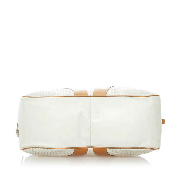 プラダ ボーリング ハンドバッグ ホワイト ブラウン レザー レディース PRADA 【中古】